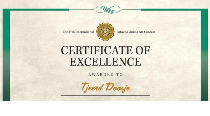 Certificate of Excellence van ArtaVita ontvangen