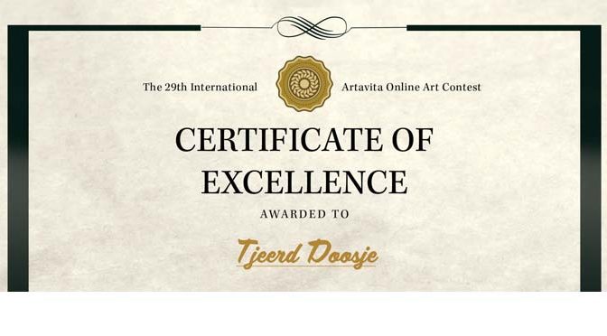 Certificate of Excellence van ArtaVita ontvangen