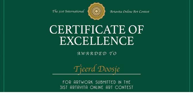 Inzending bij finalisten – Certificate of Excellence van ArtaVita
