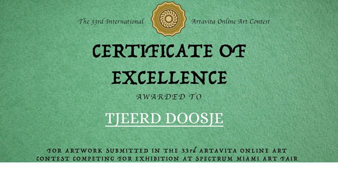 Inzending bij finalisten – Certificate of Excellence van ArtaVita