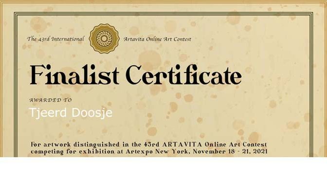 Inzending bij finalisten – Finalist Certificate van ArtaVita